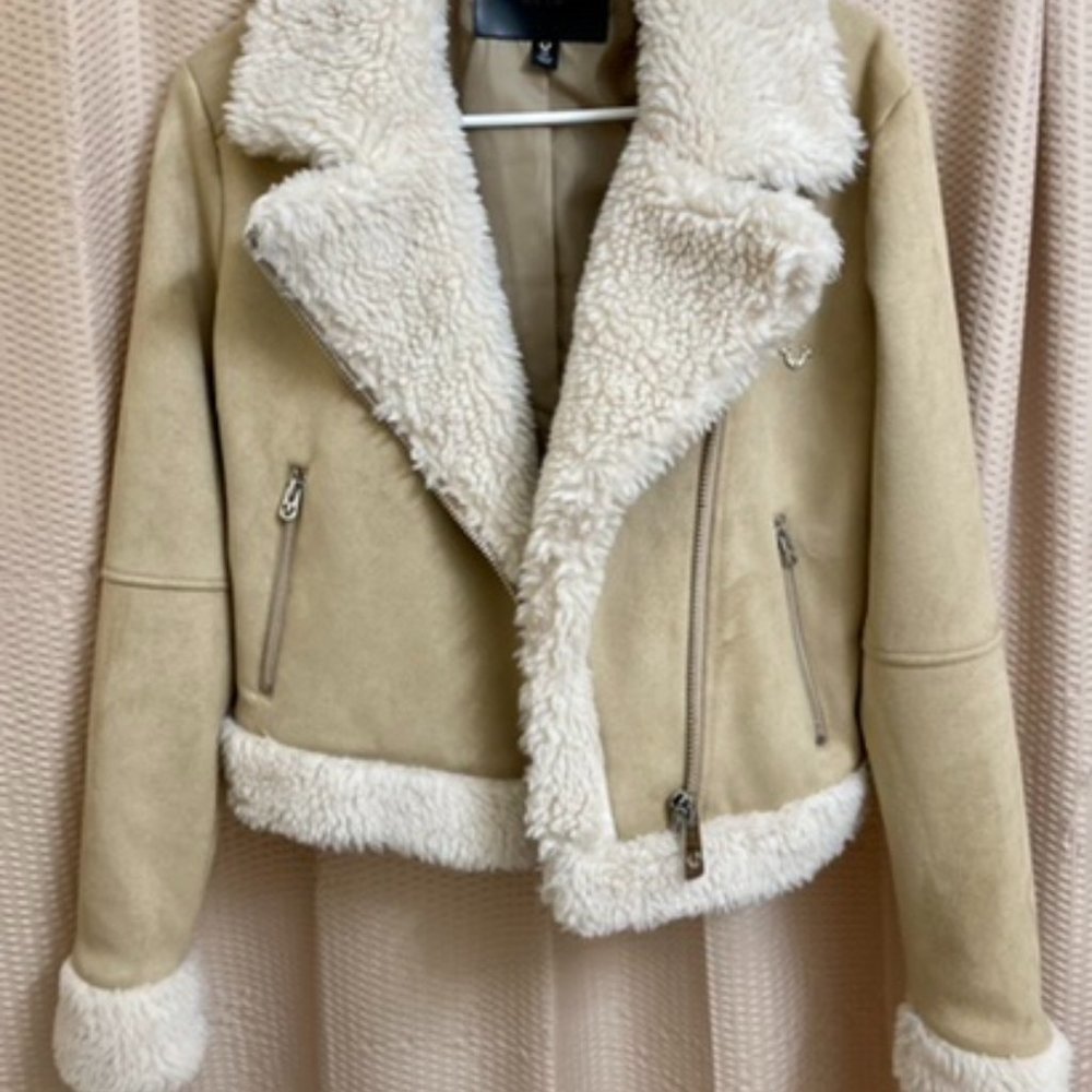 True Religion FAUX SHEARLING BIKER JACKET